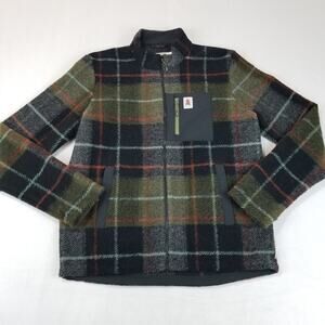 Maloja Jacket MarmoM Mens Large Green Black Plaid Wool Full Zip Outdoor Hiking